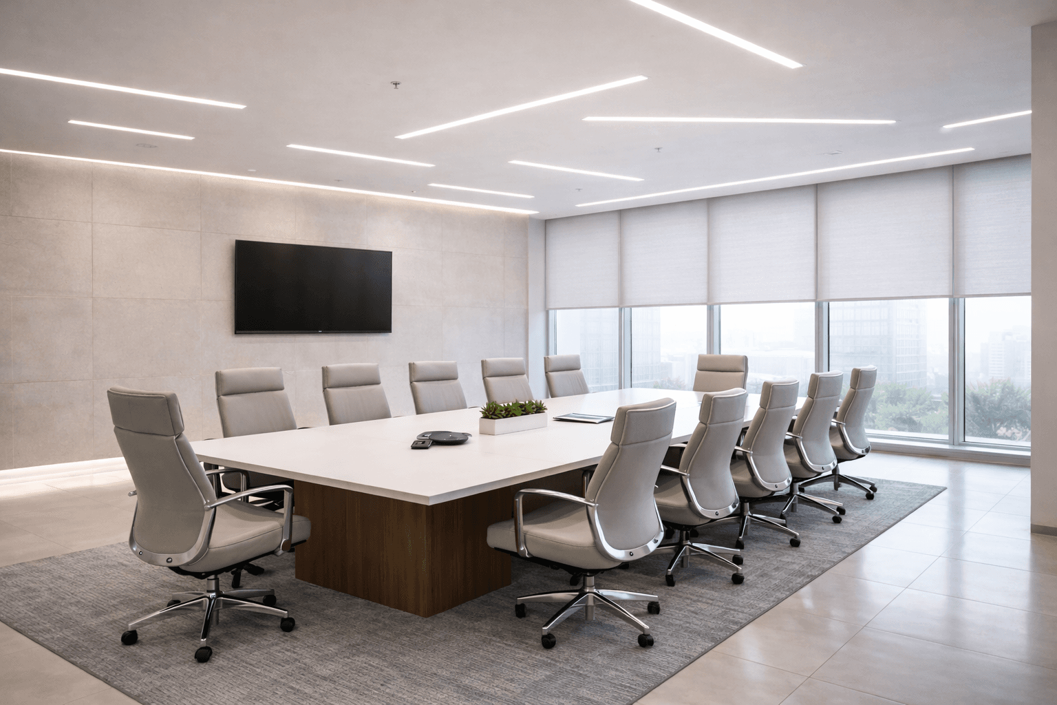 Modern office conference room with natural light